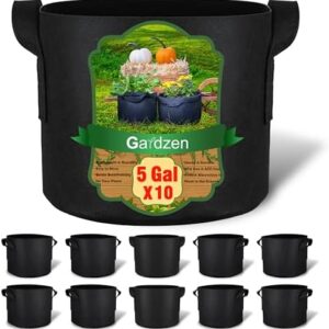 Gardzen 10-Pack 5 Gallon Grow Bags, 300G Thickened…