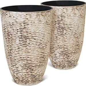 Worth 9 Gallon Tall Round Planters Set of 2-14″ Di…