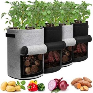 Potato Grow Bags with Flap 10 Gallon, 4 Pack Plant…