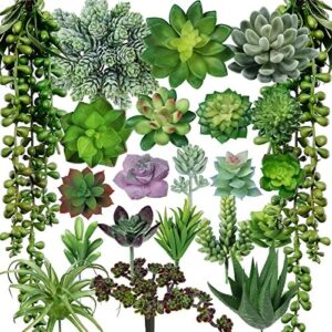 Winlyn 22 Pcs Bulk Artificial Succulents Plants Un…