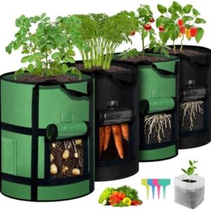 4-Pack 10 Gallon Grow Bags with Window to Harvest …