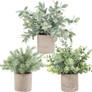 Der Rose 3 Pack Mini Potted Fake Plants Artificial…