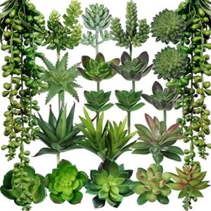 Winlyn 21 Pcs Assorted Artificial Succulents Plant…