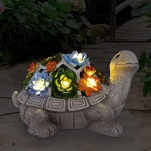 Nacome Solar Garden Outdoor Statues Turtle with Su…