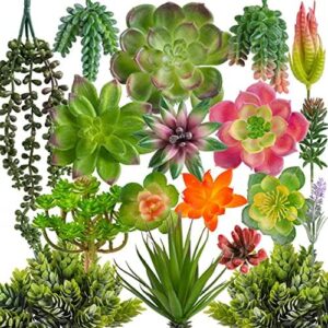 18 Pack Artificial Succulents Realistic Textured F…