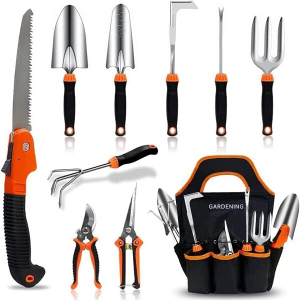 Garden Tool Set,10 PCS Stainless Steel Heavy Duty ...