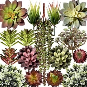 Artificial Succulent Plants Fake Assorted – 16 Pac…